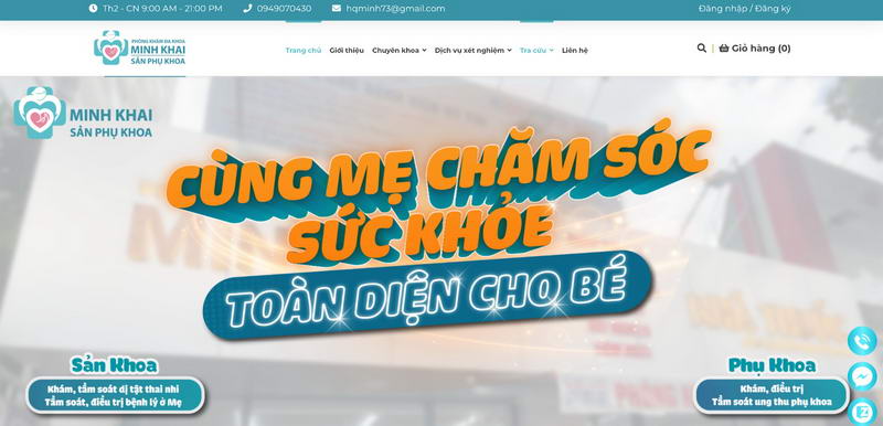 giao dien website phong kham san phu khoa