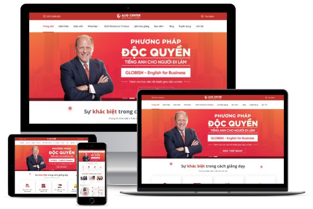 giao dien website trung tam dao tao tieng trung