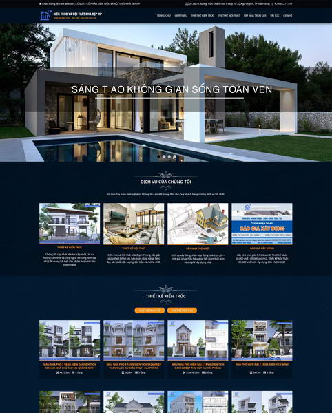 mau web cong ty kien truc noi that nha dep sang trong
