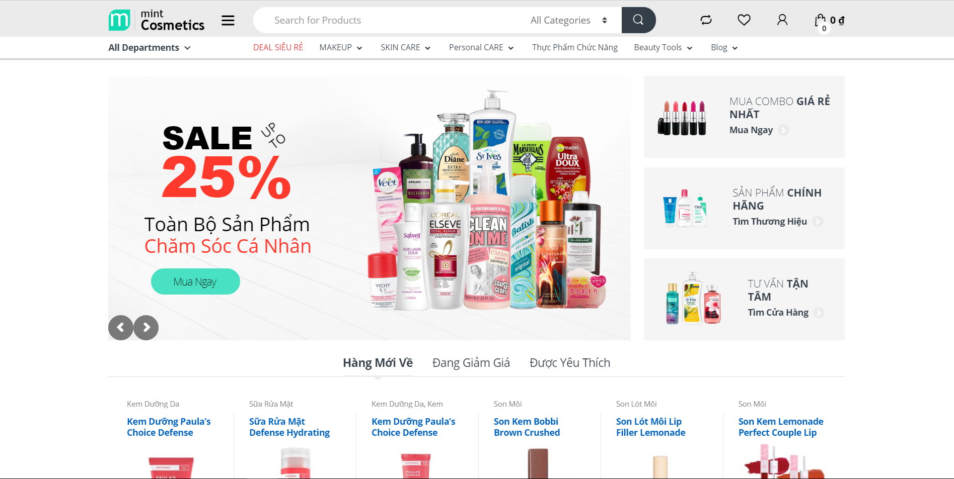 thiet ke trang web my pham