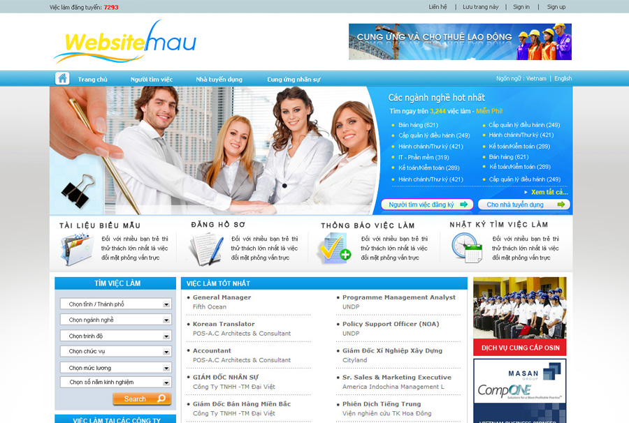 thiet ke trang web viec lam