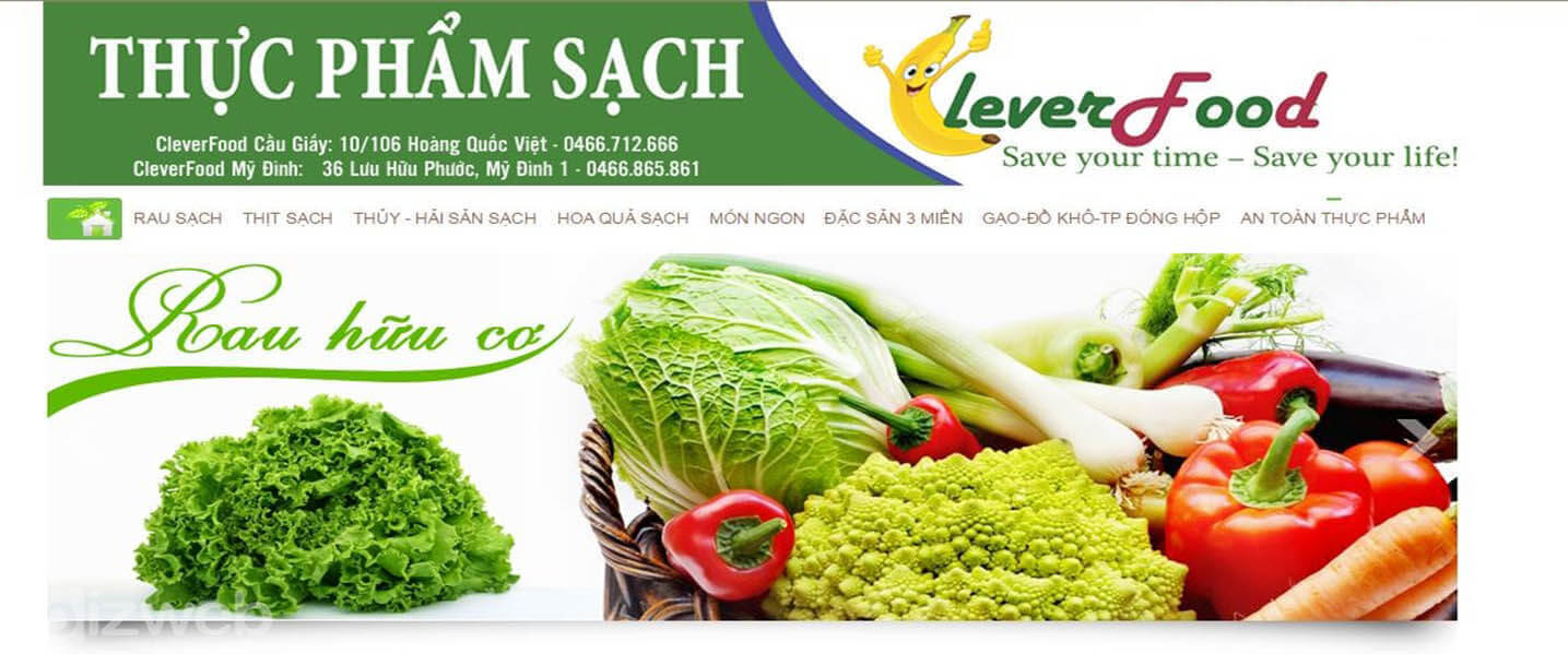 thiet ke web thuc pham sach