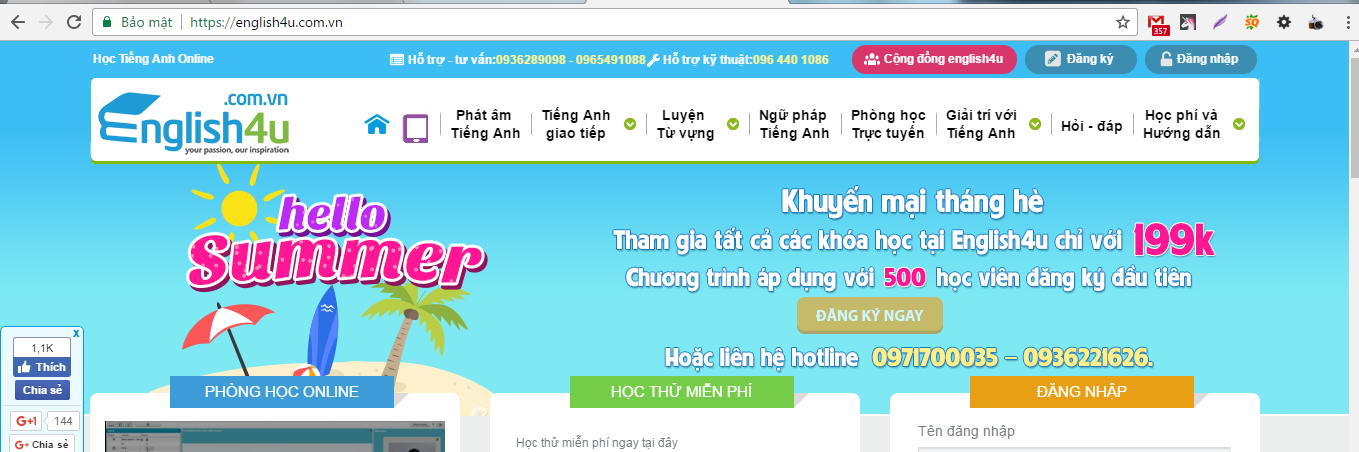 thiet ke website trung tam tieng anh