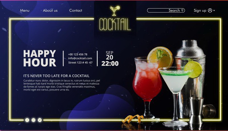 trang menu website quan bar