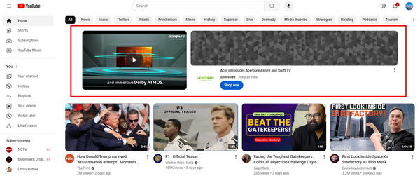 Masthead Ads