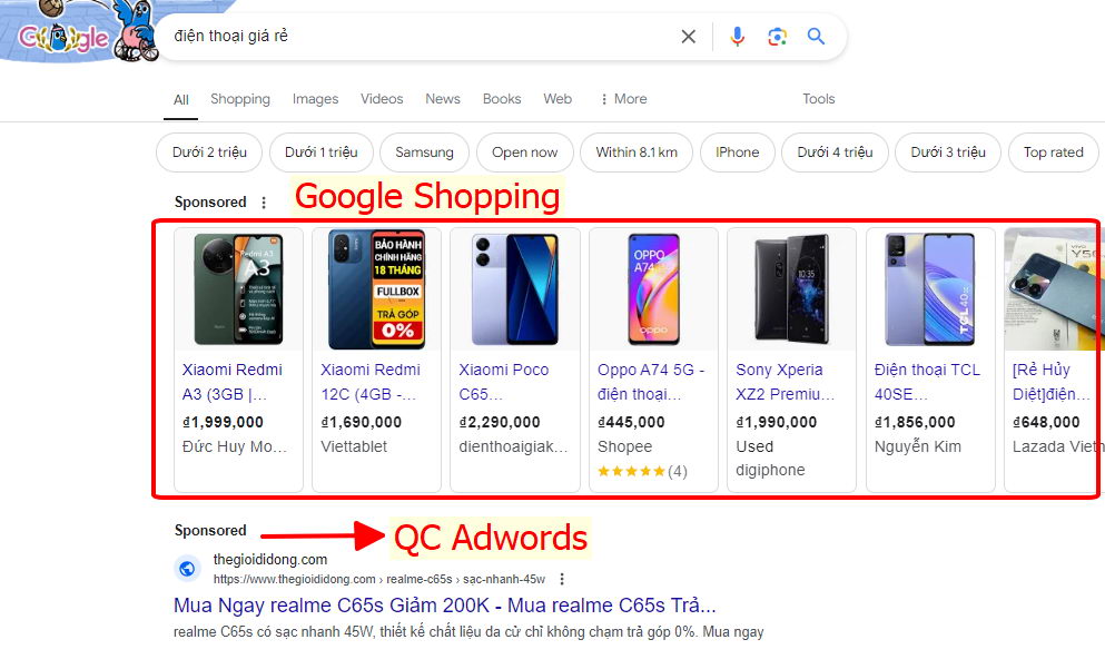 quang cao google shopping