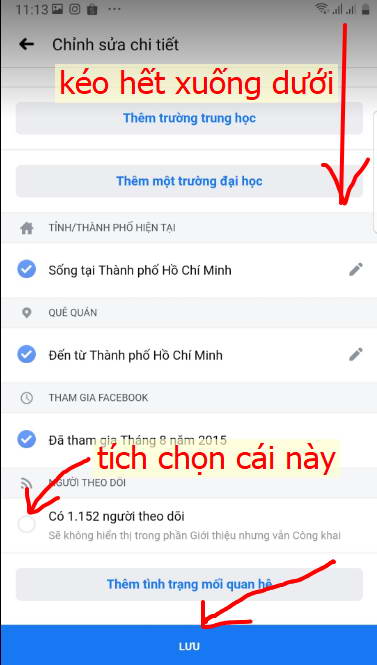 bat che do hien thi so nguoi theo doi Facebook ca nhan   3