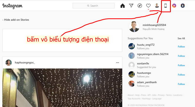 dang hinh len Instagram buoc 1